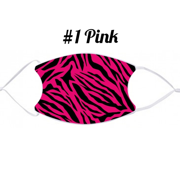 Pink Zebra Filter Pocket Adult Facemask - Picture 2 of 9